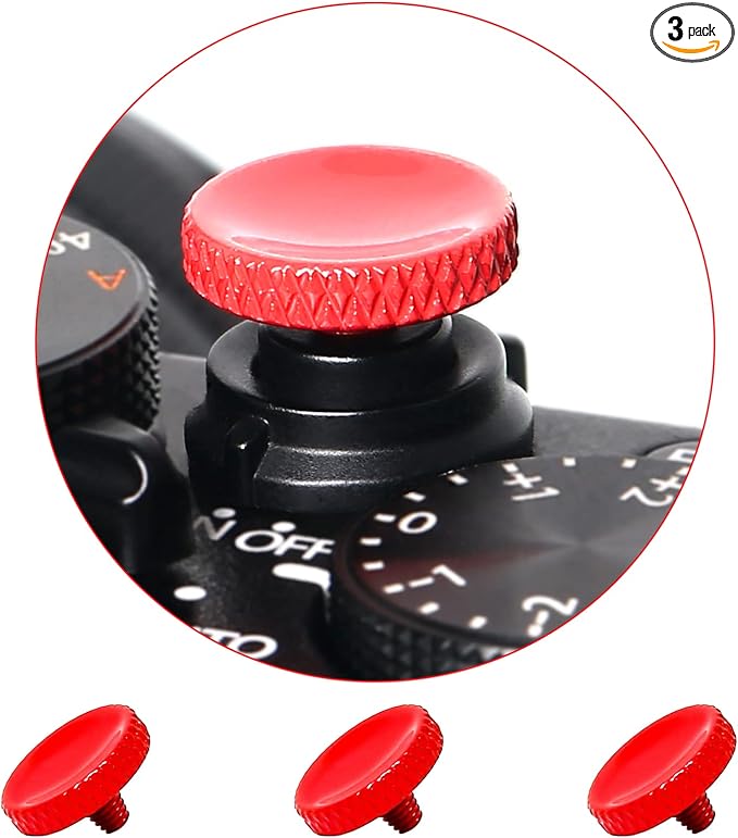 Soft Shutter Release Button(3 Pack Red),Pure Copper Camera Shutter Button by Panzong