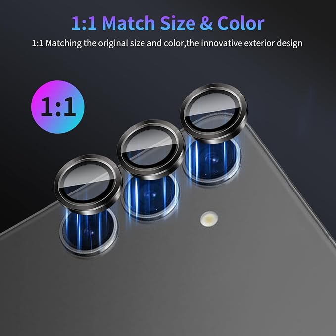 Camera Lens Protector for Samsung Galaxy S24 Plus,1 Pack | Tempered Metal Glass Camera Cover Film,HD Clear,Anti-Scratch Lens Screen Protector Film,Case Friendly,Black Titanium - Image 5