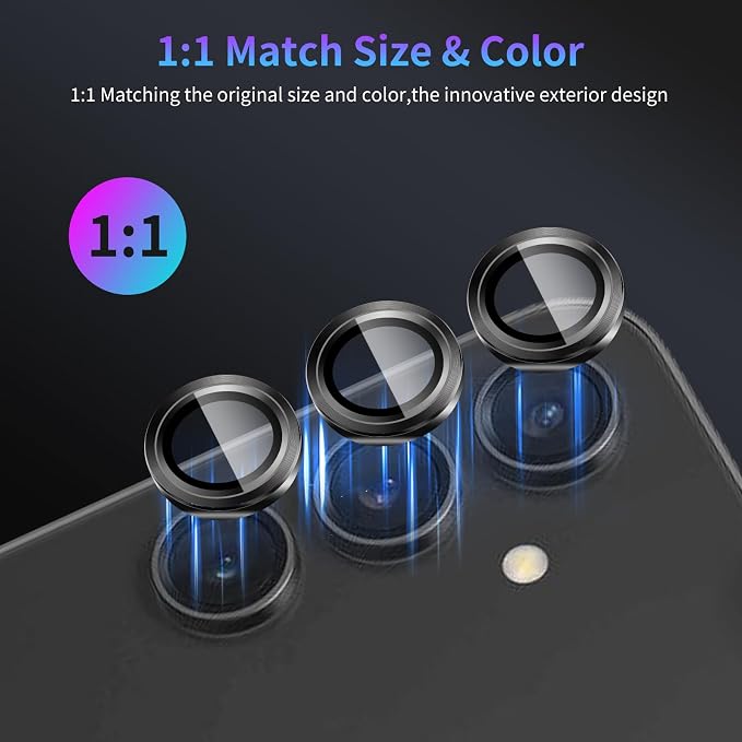 Camera Lens Protector for Samsung Galaxy S24 FE,1 Pack | Tempered Metal Glass Camera Cover Film,HD Clear,Anti-Scratch Lens Screen Protector Film,Case Friendly,Black Titanium - Image 5