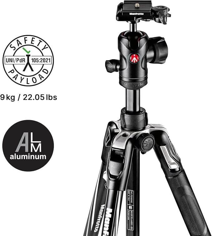 Manfrotto Befree Advanced Camera Tripod with Lever Closure, Portable and Compact Travel Tripod Kit with Ball Head, Aluminum Tripod for DSLR Reflex and Mirrorless Cameras, Camera Accessories | Lever Closure, Mirrorless Cameras, Aluminum for DSLR Reflex,... - Image 3