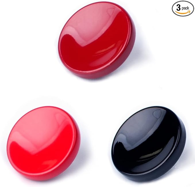 VKO Metal Soft Shutter Release Button,Delicate Camera Shutter Button Black Red Dark-red 11mm Concave Surface(3 Pack) by VKO