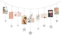 Mkono Hanging Photo Display, Boho Picture Wall Decor, 25 Wood Clips, Silver | Teen Girl Gift, Artworks Cards Holder, Wooden Stars, Metal Chains, Bedroom Living Room Dorm Office, Christmas Birthday by Mkono
