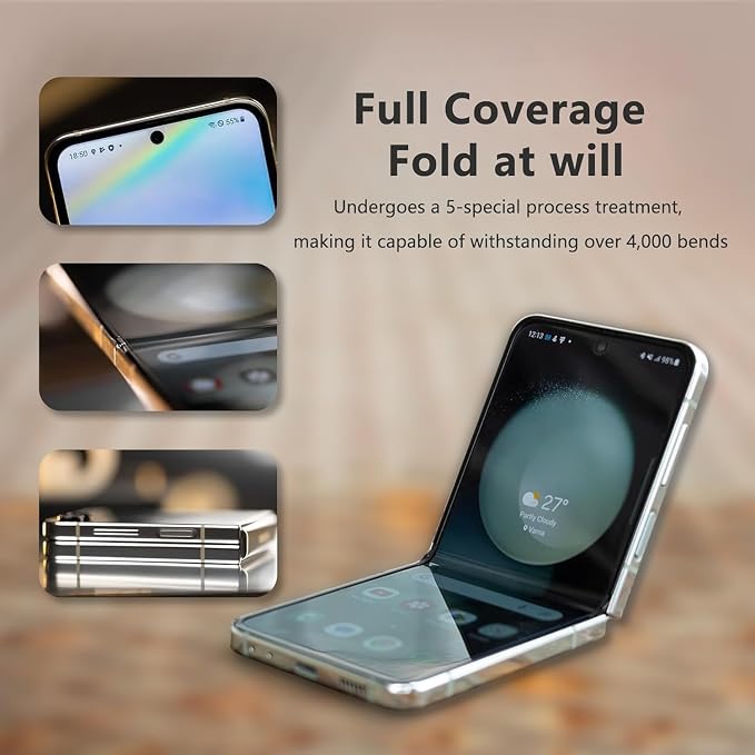 2 Pack for Samsung Galaxy Z Flip 3 Screen Protector [Not Glass] | 2 Pack Camera Lens Protector with Installation Frame,Support Fingerprint Unlock, Touch Sensitive, Anti-Scratch, Case Friendly - Image 2