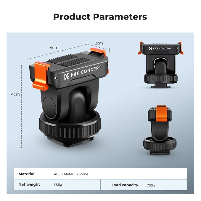 K&F CONCEPT Plastic Cold Shoe Mount for DJI Osmo Action 6/Osmo Nano | Magnetic Quick Release Holder, 160° Tilt Action Camera Connector for Tripod Selfie Stick Monopod and DSLR Camera Flash, PP10 - Image 7