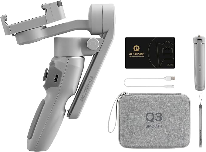 Zhiyun Smooth Q3 Combo, 3-Axis Phone Gimbal with Fill Light and Gimbal Bag, Portable & Foldable, Gesture Control, Video Recording, Auto Tracking Gimbal Stabilizer for Smartphone for iPhone & Android | Portable & Foldable, Gesture Control, Video Recordi... - Image 8