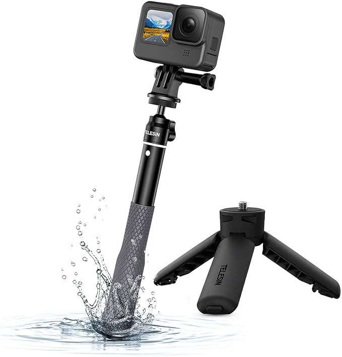 TELESIN Diving Selfie Stick & 0.1s Open Mini Tripod for DJI GoPro Insta360 | 25.7" 360° Waterproof Stick Pole w Hand Strap for DJI Osmo Pocket 4 3, Action 6 5 Nano, Go Pro Max 13 12, Insta360 X5 X4,Xtra by telesin
