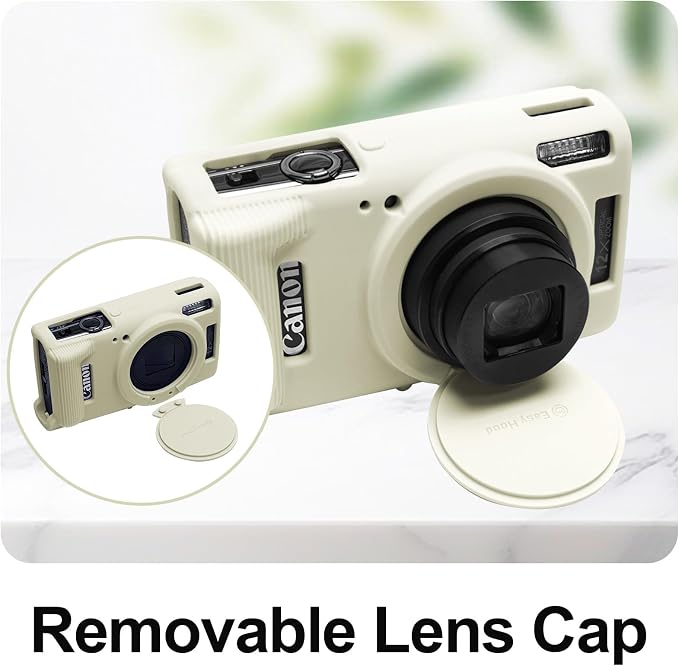 Easy Hood Camera Case for Canon ELPH 360/IXUS 285 HS/IXY 650 Camera,Beige | With Removable Lens Cover,Soft Silicone Protective Case,Anti-Scratch,Dustproof,Shockproof,Enhanced Grip,Camera Accessories - Image 2