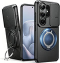 for Samsung Galaxy S26 Ultra Case, with Slide Camera Cover for S26 Ultra Case, Heavy Duty Shockproof Protective Case for Samsung S26 Ultra with Built-in Rotated Ring Kickstand, Black by GOKIKASIYI