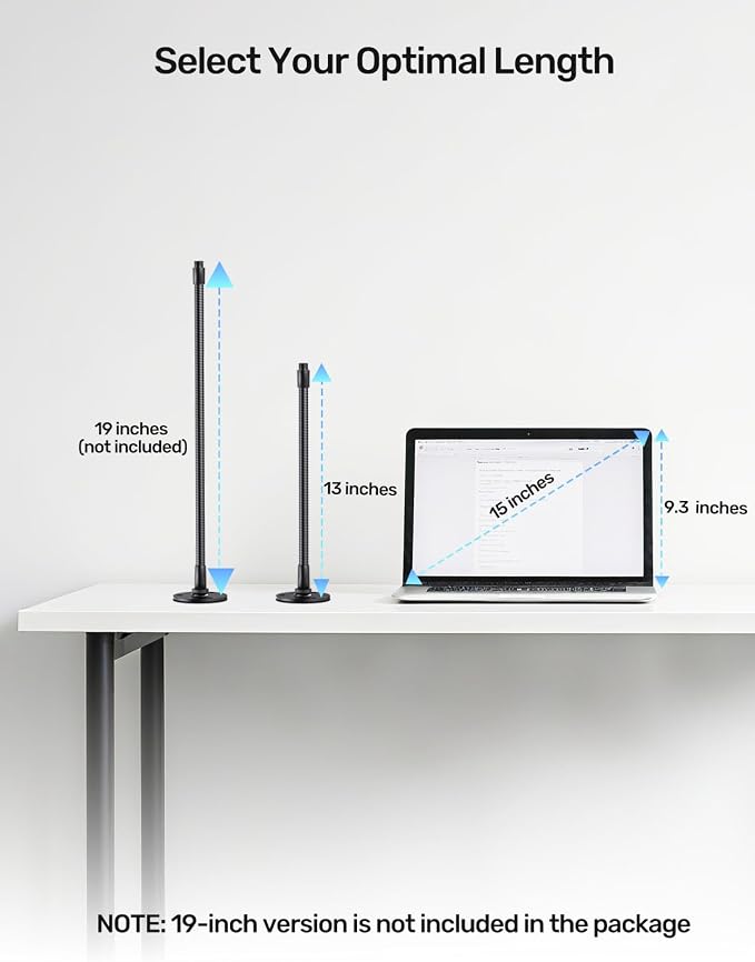 13" Microphone Gooseneck Extension, 5/8-27 Thread, 360° Swivel, Heavy Duty | 2.5 lb High Load Capacity, Flexible Metal Arm, Durable Build, Supports Mic/Webcam/Phone for Podium, Lecture, Recording, DIY - Image 7