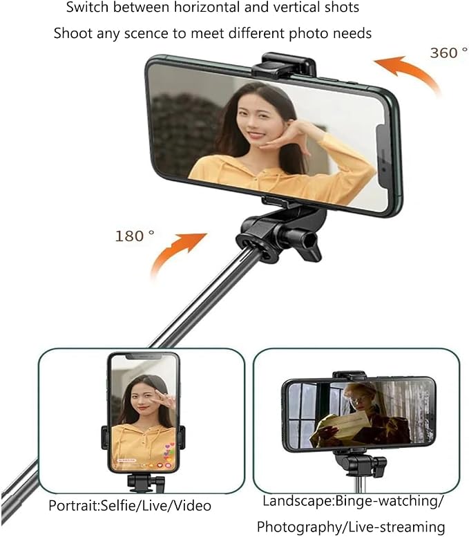 Selfie Stick Tripod, 3 in 1 Extendable & Portable iPhone Tripod Selfie Stick with Wireless Remote Compatible with iPhone 16 15 14 13 12 11 pro Xs Max 8 7, Galaxy Note10/S20/S10 - Image 3