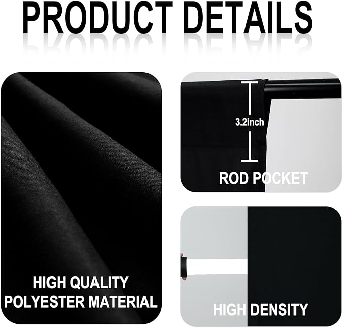 GFCC 10FTx20FT Black Backdrop Background for Photography Photoshoot | Non-Reflective, Polyester, Easy Hang, Multipurpose Screen for Studio Photo Booth, Video Recording, Portrait, Halloween - Image 3