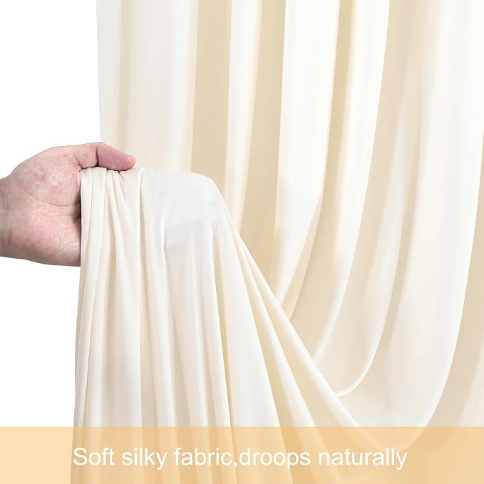 6 Panels Champagne Backdrop Curtains for Wedding Party Wrinkle Free Backdrops Curtain Drapes Fabric Decorations Photo Back Drop Cloth for Baby Shower Photography Stage Reception 30ft(W) x 12ft(H) - Image 7