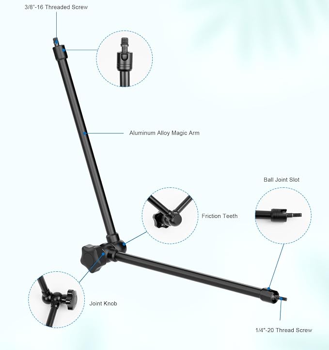 Mippko Microphone Stand Holder,21.5" Long Flexible Adjustable Magic Arm Super Crab Clamp Mic Clip 3/8"-16 to 5/8"-27 Adapter Mount,Compatible with Shure/Fifine /AT2020 /Pyle/Blue Snowball/Razer - Image 8