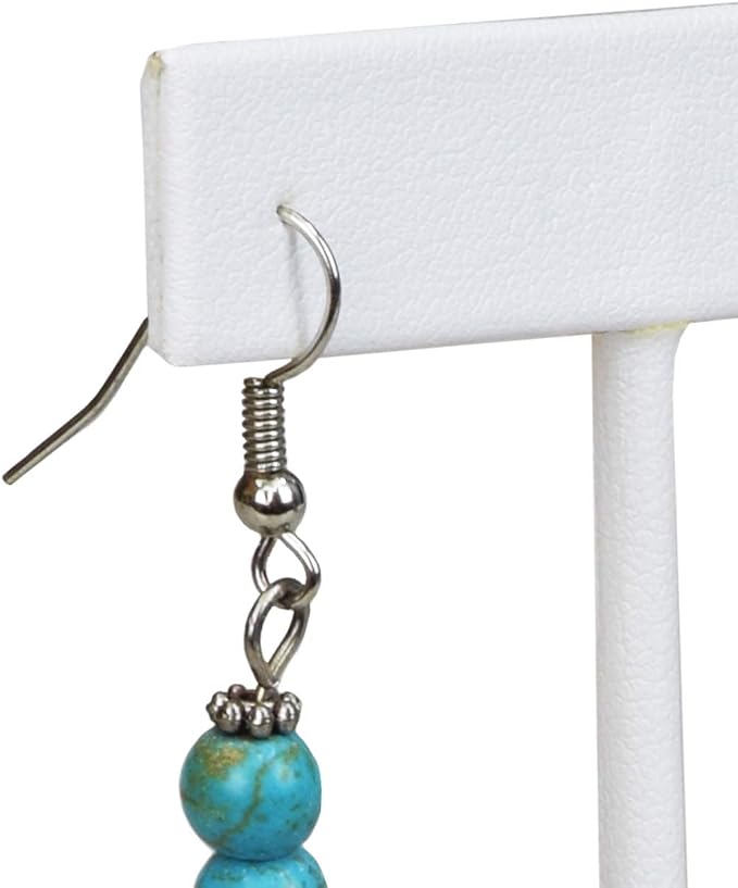 Ikee Design 6 Pcs Set Earring Jewelry Display, Premium White Faux Leather | STURDY EARRING DISPLAY: White faux leather stand with a stable metal base for showrooms and trade shows; 2.5"W x 5.5"H. - Image 5