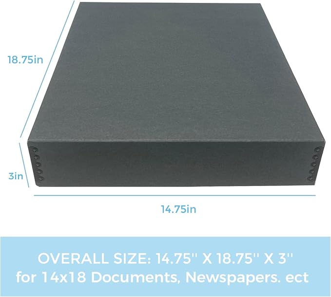 Lineco Museum Archival Storage Box, Drop Front, 14.75x18.75x3 in, Gray | Acid-Free with Metal Edge, Preserves Picture Longevity, Organize Photos, Newspapers, Prints, Documents, Crafts, DIY - Image 2