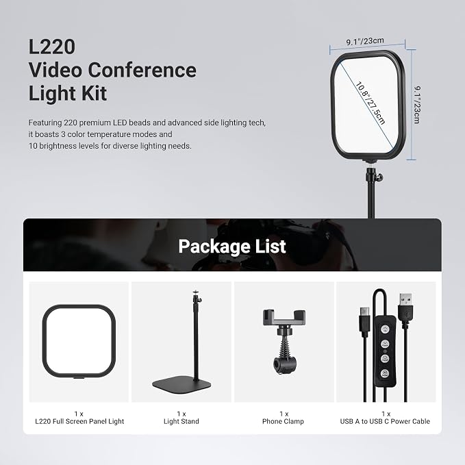 NEEWER Basics 10.8" Video Conference Lighting, 15W Bi Color Edge Lit Full Screen CRI95+ Ring Light with Desk Stand & Phone Holder for Webcam Meeting Streaming Computer Laptop Zoom Calls - Image 8