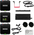 RØDE Wireless GO (Gen 3) 2-Person Compact Digital Wireless Microphone System/Recorder | 2.4 GHz, Black Bundle with 2 Lavalier Microphones + 2 Furry Windscreens + Cloth (6 Items) by R%C3%98DE