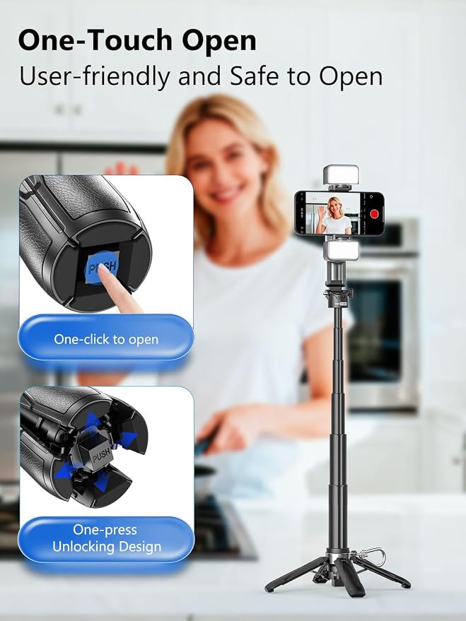 Magnetic Mini Selfie Stick for iPhone with Light (MPT-02) | 4 In 1 Portable Pocket Selfie Stick Tripod for iPhone & Android with Rechargeable Remote, Removable Phone Clip - Image 7