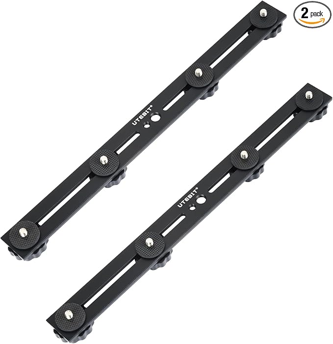 UTEBIT 2 Pack Straight Flash Mount, 1/4-3/8 Thread Hole Tripod Mount | 13 inch Flash Bracket with 1/4'' Hot Shoe, Long Dual Speedlite Bracket Extension Bar for DSLR Camera/LED Light/Microphone by UTEBIT