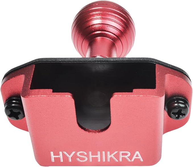 Universal Radio/CB Microphone Bracket, Aluminum 25mm 1" Ball Adapter Compatible with RAM Mounts B Size Double Socket Arm (Red) by HYSHIKRA