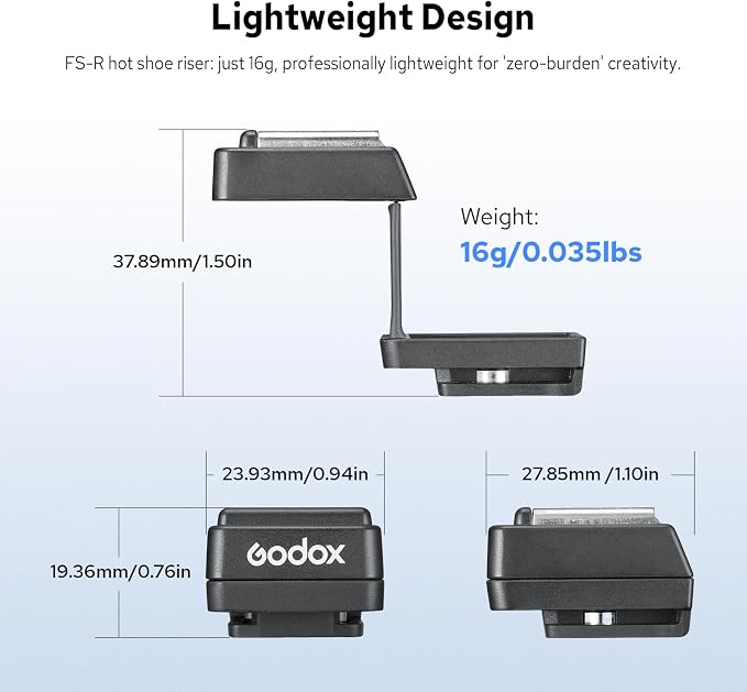 Godox FS-R Single Contact Folding Hot Shoe Riser, Extender for Godox IM30 IM20 IM22 Mini Flash, Raises Flash 30mm Height to Reduce Lens Shadow, Flexible Flash Positioning - Image 7