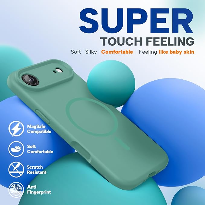 miracase Magnetic for iPhone Air Case, Compatible with MagSafe, Integrated Silicone Camera Control Cover, 3.0mm Thicken Shockproof Drop Protection Phone Case for 17 Air,Midnight Green - Image 6