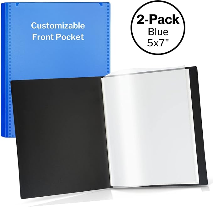 Cranbury 2-Pack Mini Photo Albums 5x7, 48 Photos, Clear Sleeves, Blue | 24 Pockets Each, Customizable Covers, Compact Storage for 5x7 Photos & Keepsakes - Image 5