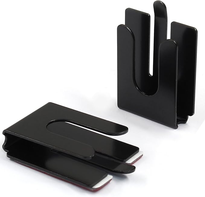 2PCS Black Radio Microphone Hanger, 42 x 30 x 8mm, Style 3 | Adhesive Back, CB Microphone Holder, Metal Car Mic Hanger, For Cars Homes Offices - Image 8