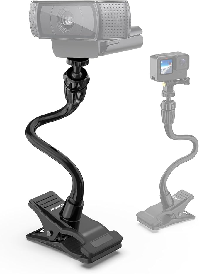 Smatree Flexible Jaws Flex Clamp Mount Gooseneck Extension for OSMO 360 | For Webcam C925e/C922x/C922/C930e/C930/C920x,N60/Hello Cam,Gopro Hero13/12/11/10/9/8/7/6/5/4/2018/Arlo Ultra/Pro 2/Pro 3 by Smatree