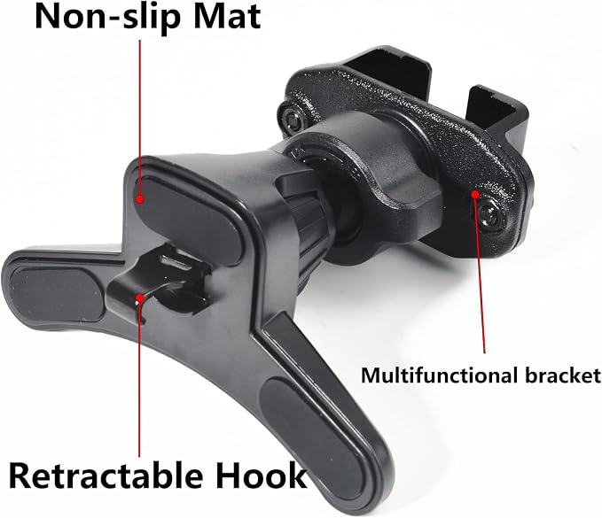 Car Radio Holder Mount, Super Stable Air Vent Mic Car Mount with Ball Joint Metal Hook Clip and Non-Slip Design for BaoFeng pxton Yaesu Motorola Midland Cobra CB Walkie-Talkie Microphone - Image 4