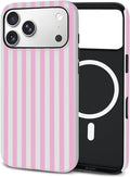 TPU Phone Case for iPhone 17 Pro Max, MagSafe Wireless Charging Compatible, Shockproof Slim Fit Protective Cover with Anti-Yellowing & Raised Camera Protection (pink stripe, iPhone 17 Pro Max(6.9")) by Unknown