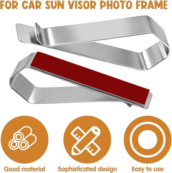 HINGTAI 6Pcs Car Sun Visor Photo Frames, Strong Hold Visor Clips for Cars DIY Sunshade Photo Frame Clip, Not Easy to Damage Stainless Steel Accessory for Car, Home & Office - Image 3