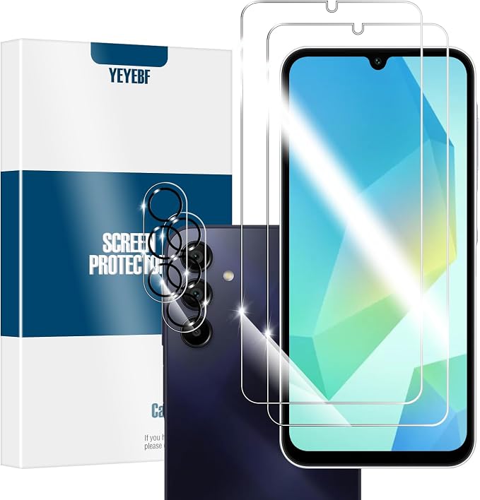 Screen Protector for Samsung Galaxy A16, [2+2 Pack] Tempered Glass for Galaxy A16 5G & Camera Lens Protectors[Ultrasonic Fingerprint Unlock] [Case Friendly] [Bubble-Free] by YEYEBF