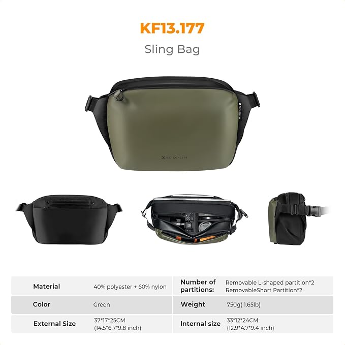 K&F CONCEPT Large Camera Sling Bag, Everyday Shoulder Bag | Multifunction Photography Compact Crossbody DSLR Portable Bag, Compatible for Canon/Nikon/Sony, BS08 - Image 7