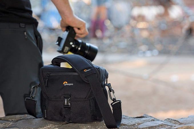 Lowepro LP37117, Nova 140AW II Camera Bag, Customizable, Portable, Fits Mirrorless with 17-85mm Attached Lens, Compact Drone, Flash, Black - Image 2