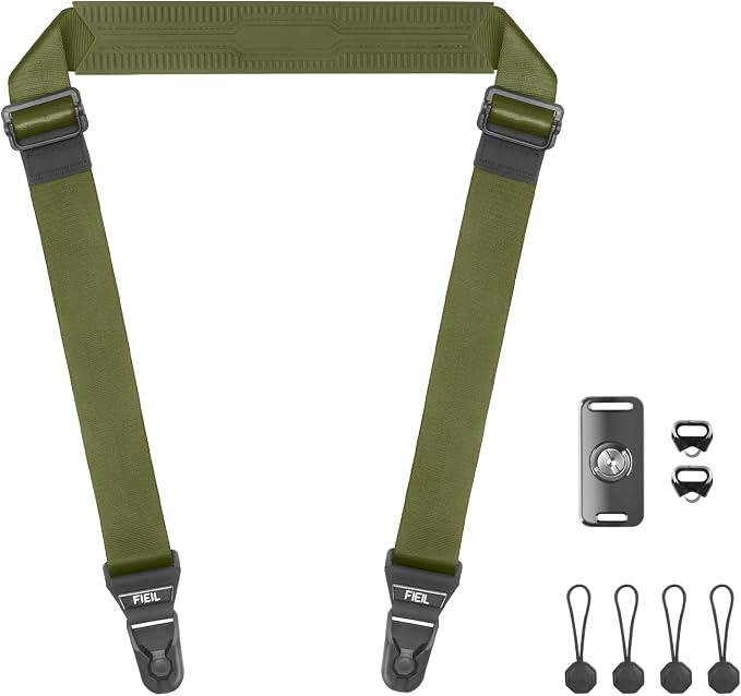 FIEIL Camera Shoulder Strap with Quick Release Plate, 1.5''Wide Universal Camera Neck Strap, Smooth and sturdy, Equipped with Comfortable Silicone Shoulder Pad for Photographers(Moss Green) by FIEIL