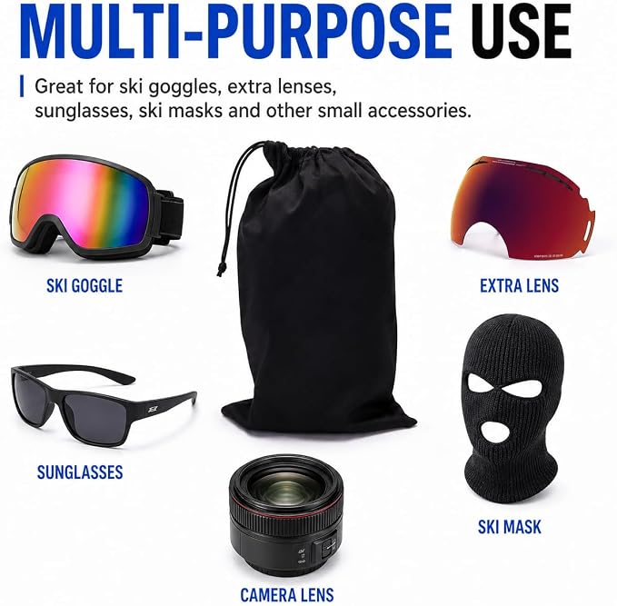 Seapon Ski Goggle Bag, Protection Bags for Snow Goggles Ski Mask, Pouch for Goggle, Soft Micro-Fiber Storage Case, 2Pcs - Image 4