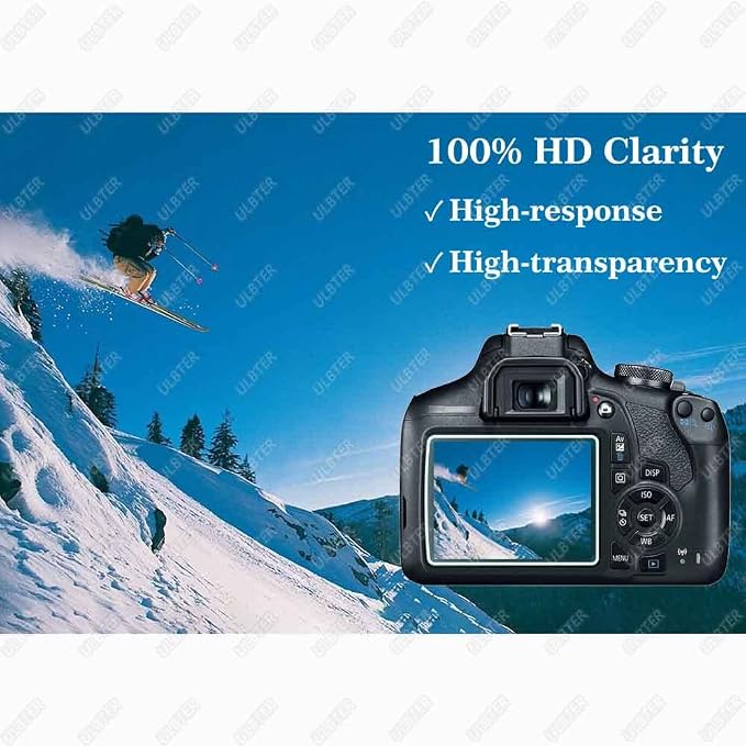 ULBTER Screen Protector for Canon EOS Rebel T7 T6 T5 2000D Camera [3+2Pack] | 3 PCS Tempered Glass Flim & 2 Hot Shoe Cover 0.3mm 9H Hardness Anti-Scrach Anti-Fingerprint Anti-Bubble - Image 5