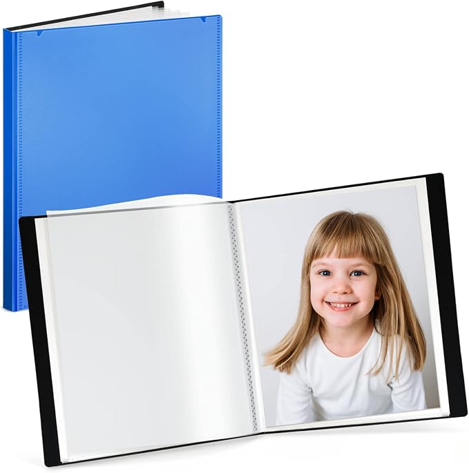 Cranbury Portfolio Binder 8x10, 48 Photos, Clear Sleeves, Blue | 24 Pages Hold 48 Photos, Clear Plastic Sleeves, Customizable Front Pocket, Poly Presentation Book - Image 7