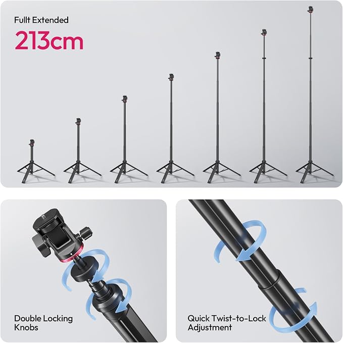 ULANZI MT-80 Aluminum Tripod Stand, 7FT Auto Pop-Up Camera Light Tripod | 11LB Max Load , 1/4" Screw, 360° Ball Head, 360° Rotates, Portable Video Light Stand for DSLR Camera, Ring Light, Video Rig - Image 3