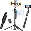 70.9" Auto Face Tracking Selfie Stick Tripod for iPhone with Light, No App, 360° Rotation Tripod that Follows Your Movement with Remote Control for Vlog/Live Stream/Video Recording by yAyusiPortableSelfieStand