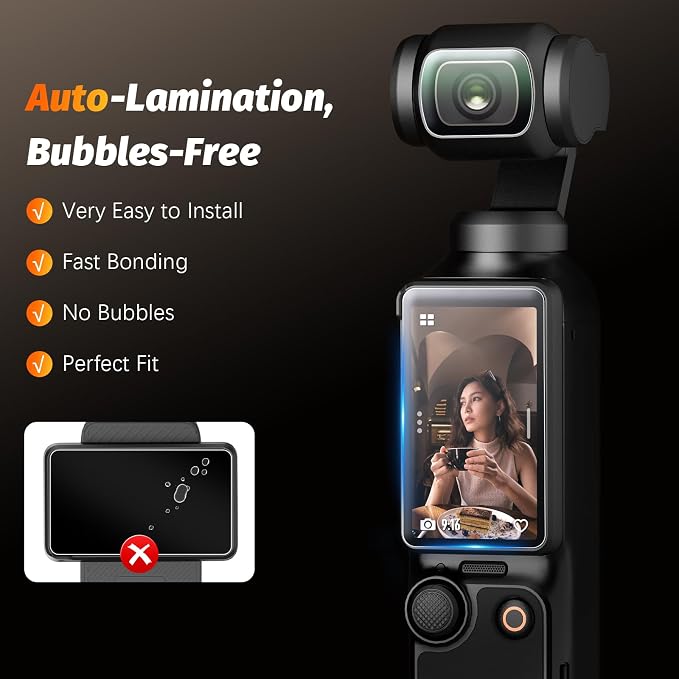 AMAZEAR Lens Screen Protector for DJI Osmo Pocket 4/3 / Xtra Muse (6 Pack), Pocket4 Accessories Tempered Glass Screen Protector OLED Display, Full Protection, Ultra HD, 9H Hardness, Scratch Resistant - Image 3
