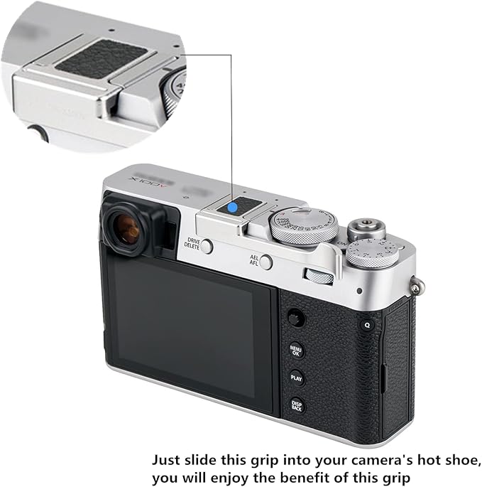 X100VI Metal Thumb Up Grip for Fujifilm X100VI XE4 XE3 X100V X100F - Silver | Aluminum Alloy X-E4 X-E3 X100T Thumb Rest Support, with Silicone Pad, Not Affected The Use of Thumb Wheel - Image 6