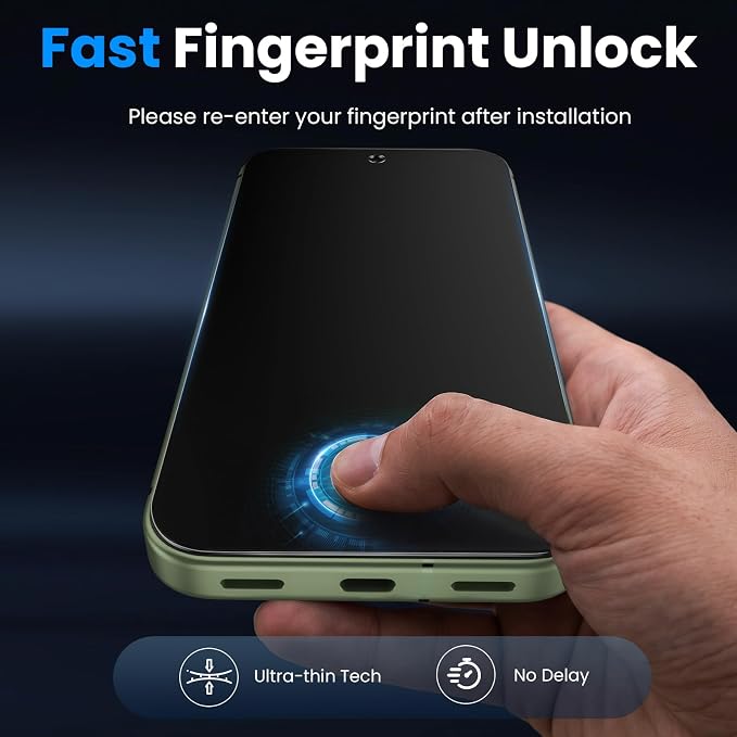 for Google Pixel 11 Pro XL Privacy Screen Protector Tempered Glass | Camera Lens Protector, Support Fingerprint Unlock, Anti Spy Film, Fit Lens Cutouts, Case Friendly, Easy Install, 2+2 Pack - Image 3