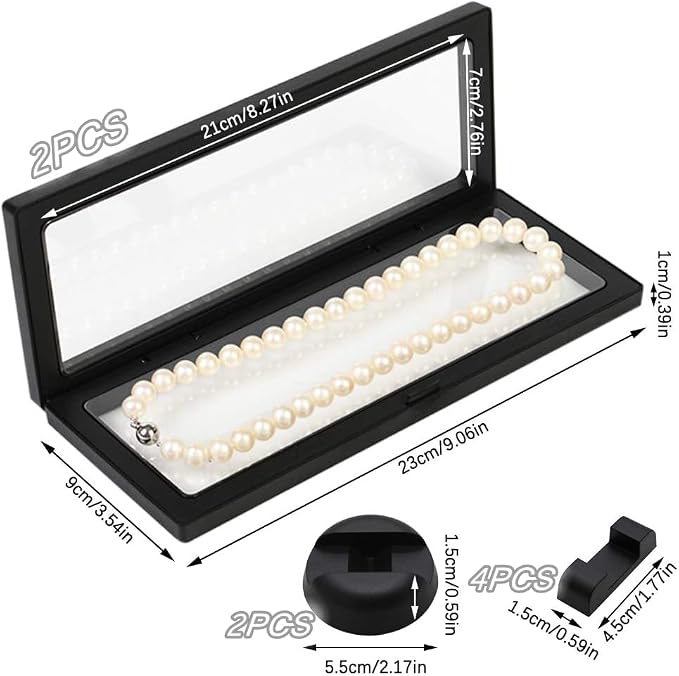 2Pcs 3D Floating Frame Display Stands, Transparent Display Case Holder with Bases, Clear Suspension Frame Showcase for coin Jewelry, Medallions, Antique, Specimens, 9.06x3.54inch - Image 2