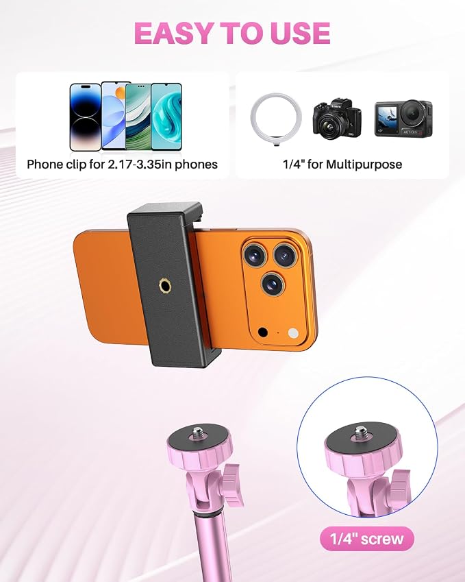67" Phone Tripod, MIIASI Extendable Tripod for iPhone, Selfie Stick with Remote and Phone Holder, Compatible with iPhone/Android/Camera, Light Stand - Image 5