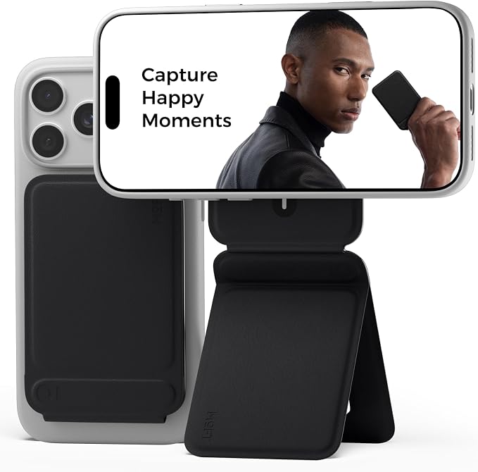 MOFT Phone Tripod Stand, Portable Selfie Stick for iPhone, Mulit-Angle | Pocket Size | Strong Magnets l MOVAS Leather | Magsafe Compatible | Easy to Charge | Stylish |For Content Creators by MOFT