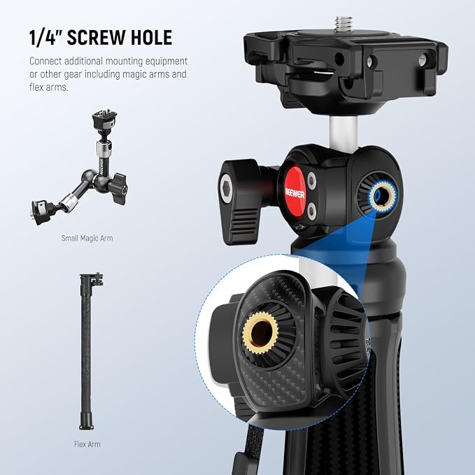 NEEWER TP38 Phone Camera Tripod, 15" Extendable Selfie Stick Metal Stand | Phone Holder, Action Camera Adapter, Compatible with Hero 13 12 11 10 9, 360° Ball Head Travel Tripod for Vlogging - Image 7