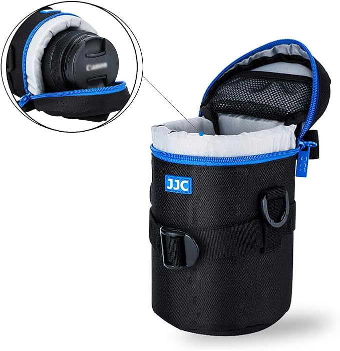 JJC Camera Lens Case Pouch, Padded Bag Fits Lens up to 3.1 x 6.1 (D x L) | for Canon RF 85mm/EF-S 55-250mm/EF 75-300mm/Nikon Nikkor AF-S 55-300mm Lens & More, Waterproof Polyester, with Shoulder Strap - Image 4
