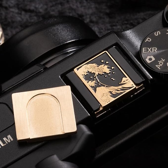 Wave Art Metal Hot Shoe Cover for Fujifilm X100VI for Nikon for Leica | Brass wave pattern protects the hot shoe from dust and scratches For Fujifilm X100VI XT30 III For Nikon For Leica For Lumix - Image 3